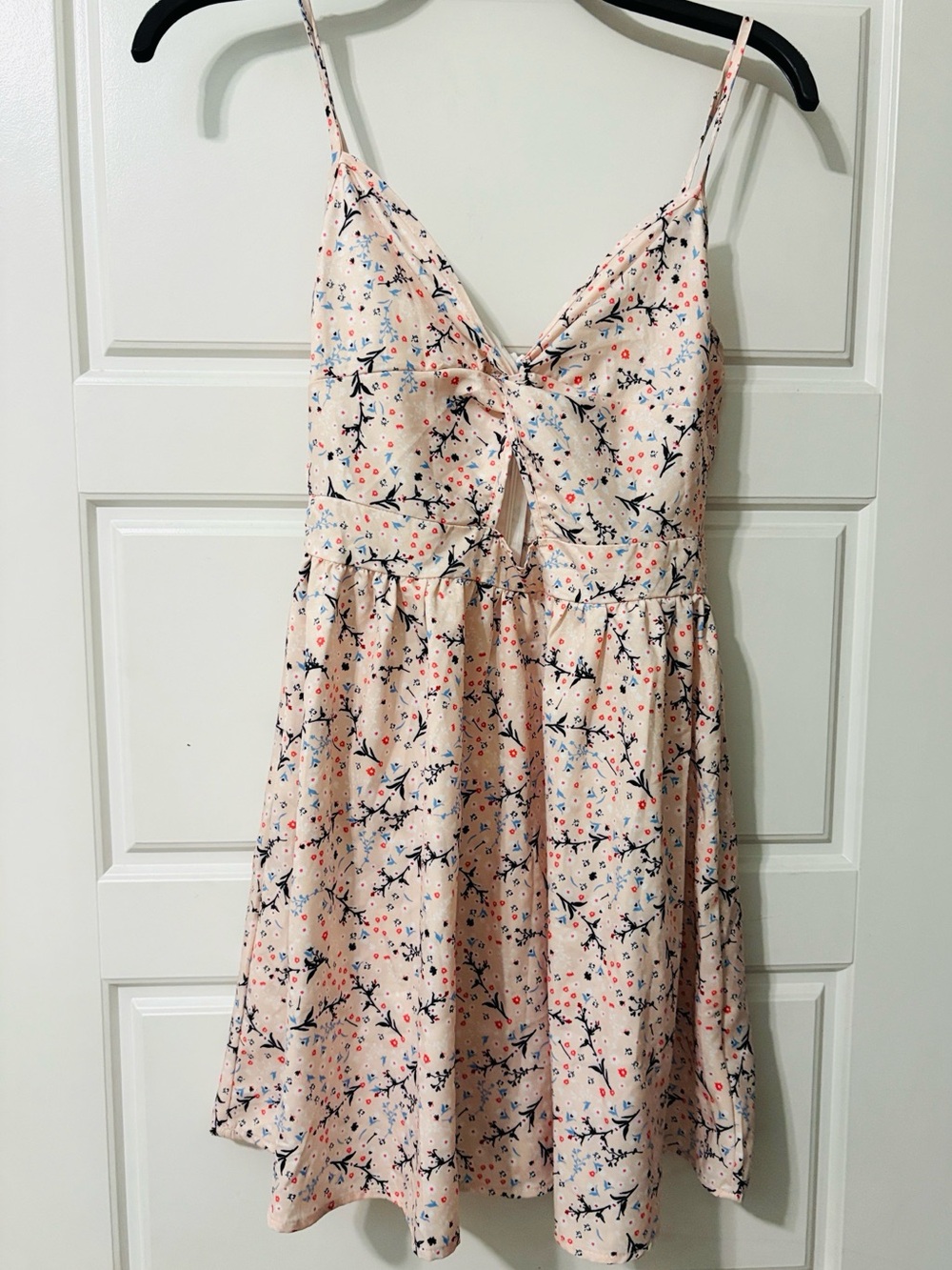 Fresh Pink Floral Backless Spaghetti Strap Dress